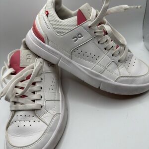 On Running White and Pink Sneakers